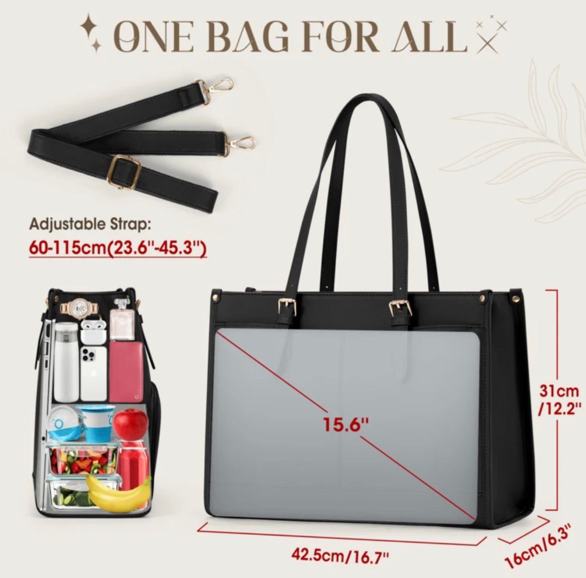 Large Shoulder Bag with Lunch Compartment