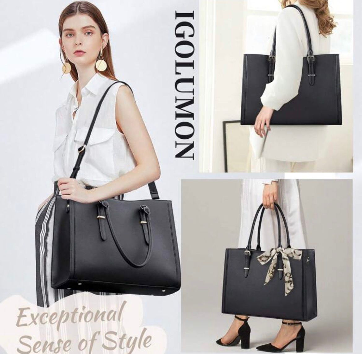 Sleek Laptop/Workbag with Scarf Accent