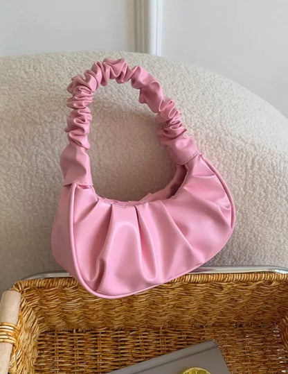 Scrunched Crescent Bag - Pink