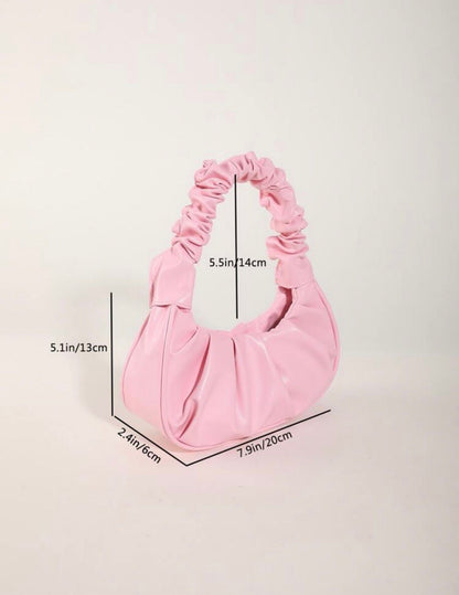 Scrunched Crescent Bag - Pink
