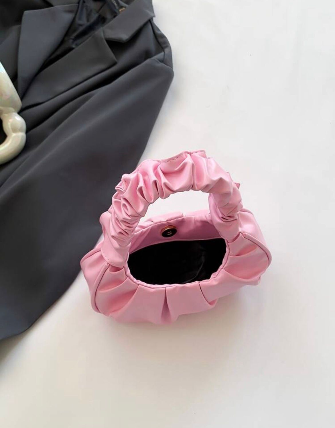 Scrunched Crescent Bag - Pink