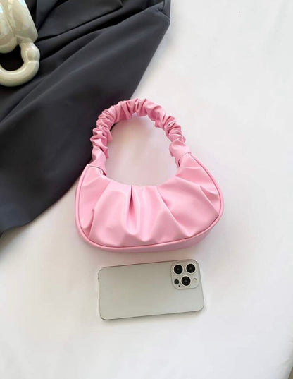 Scrunched Crescent Bag - Pink