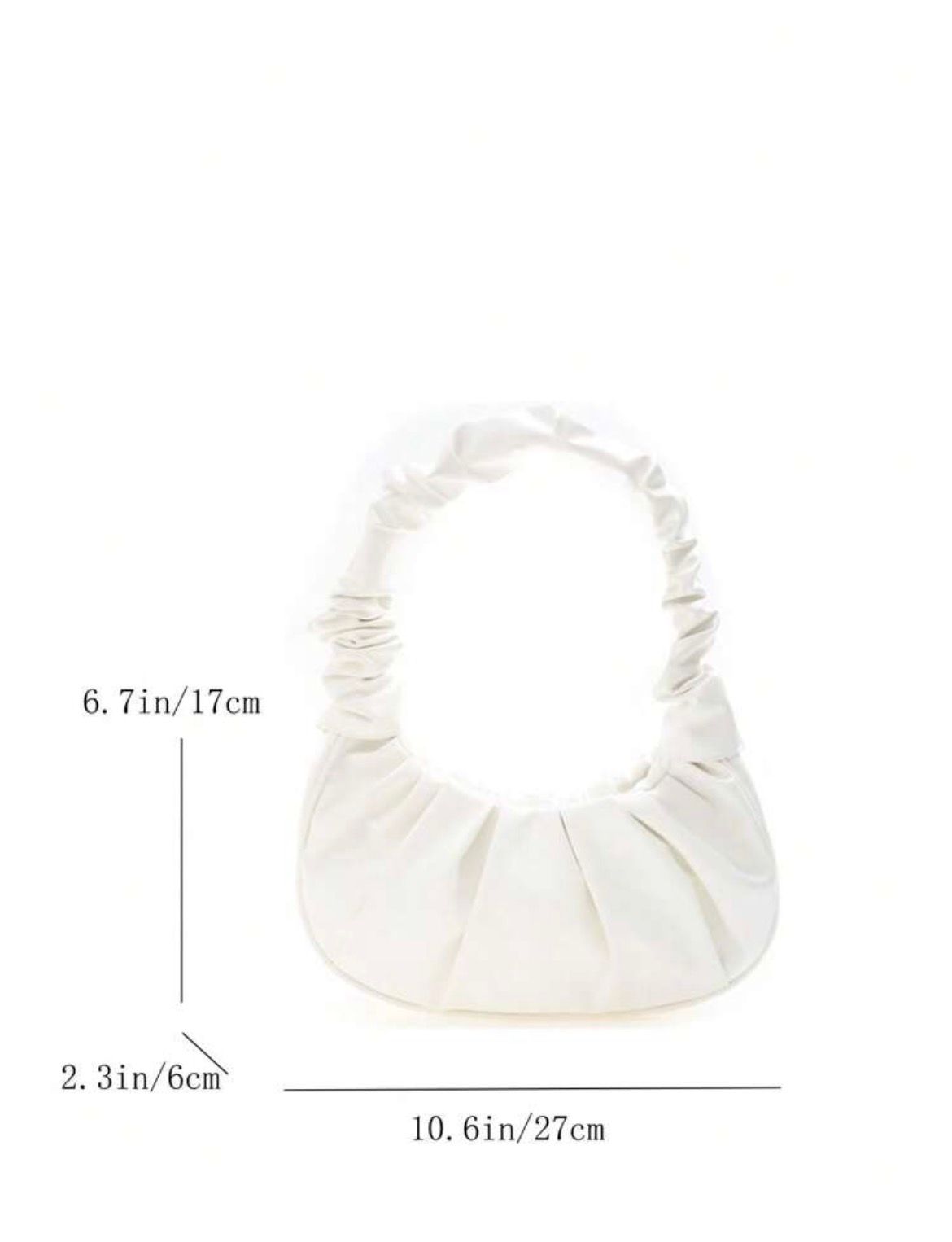 Scrunched Crescent Bag - White