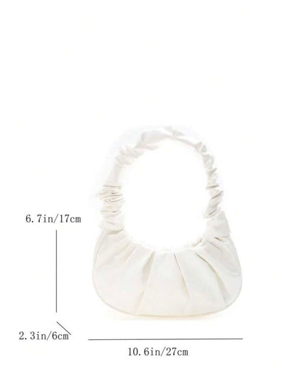 Scrunched Crescent Bag - White