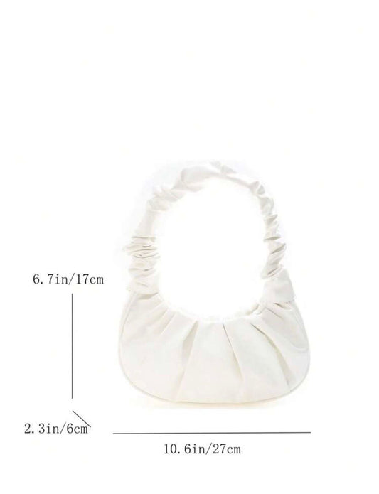 Scrunched Crescent Bag - White